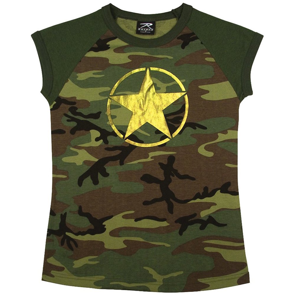 Womens Woodland Camo Foil Star TShirt
