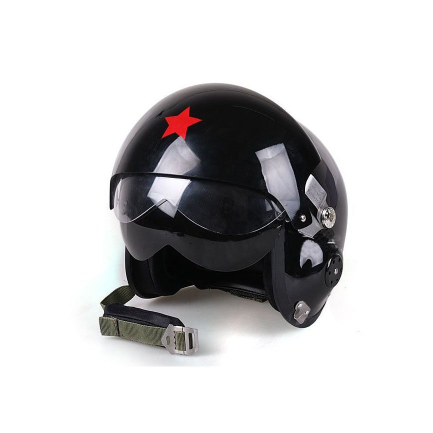 Open Face Black Motorcycle Jet Pilot Helmet