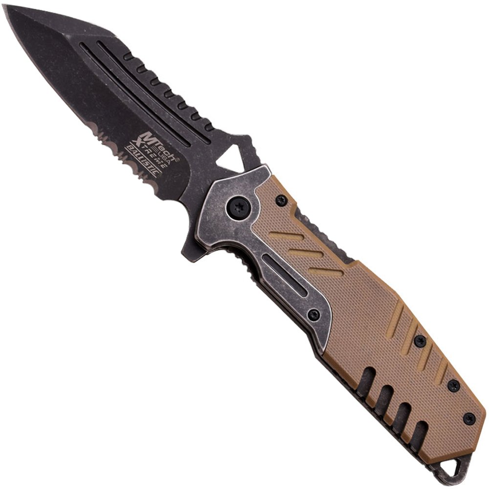 MTech USA Xtreme Ballistic Fine Serrated Folding Knife Gorilla Surplus