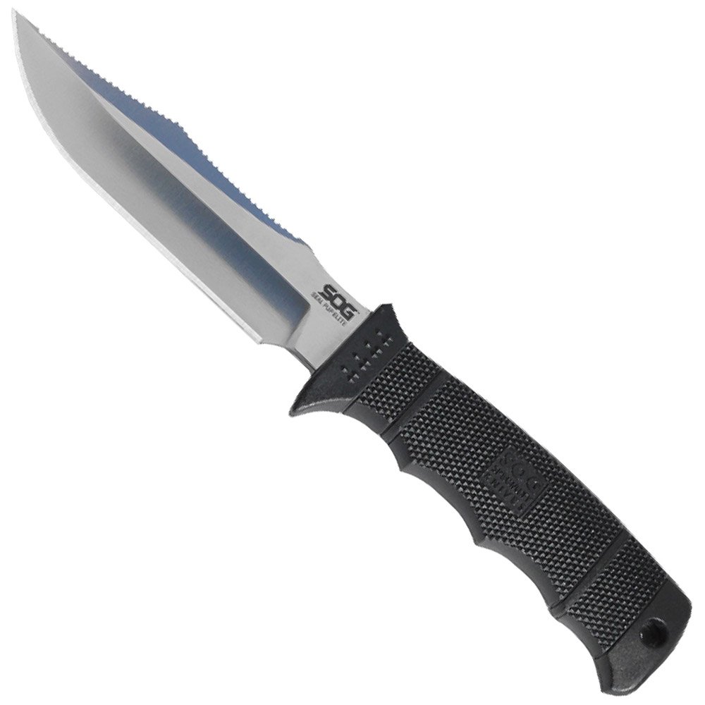 Sog SEAL Pup Elite Satin Straight Edge Fixed Blade Knife With Nylon Sheath