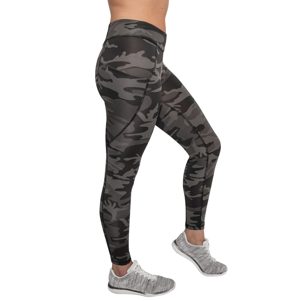 Womens Workout Performance Camo Leggings - Black Camo | Gorilla Surplus