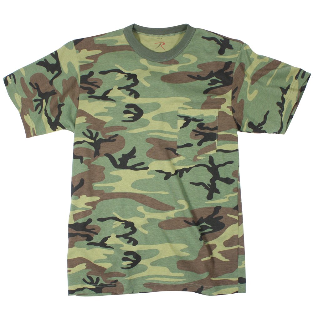 Download Mens Woodland Camo T-Shirt With Pocket