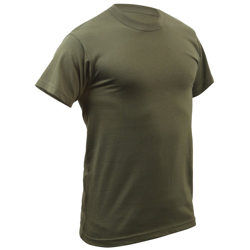 Mens Solid Color Poly Cotton Military T-shirt