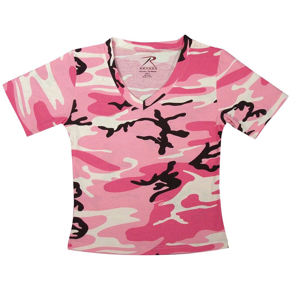 Womens Short Sleeve Camo VNeck TShirt
