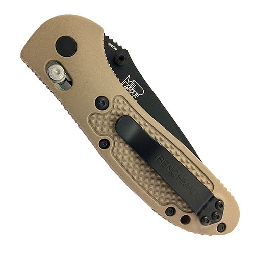 Benchmade Griptilian Black Drop Point Knife - Tan Handle