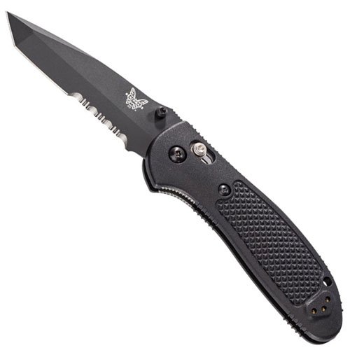 Benchmade Griptilian Black Tanto Knife - Half Serrated Edge