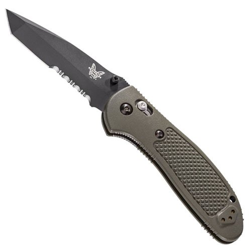 Benchmade Griptilian Black Tanto Folding Knife - OD Green Handle