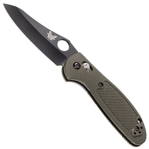 Benchmade Mini Griptilian Black Knife - OD Green Handle