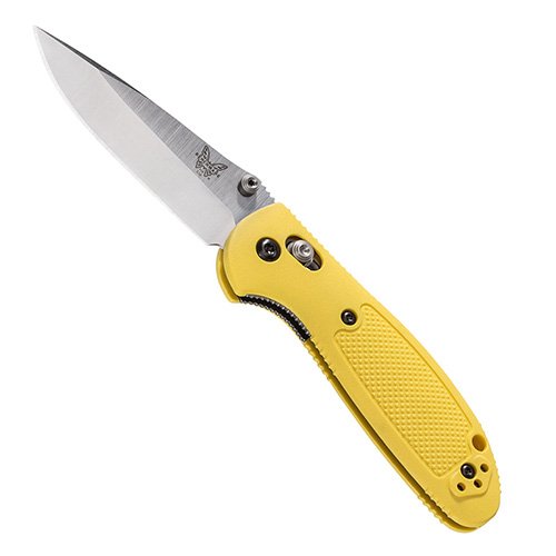 Benchmade Mini-Griptilian Drop Point Knife - Yellow Handle