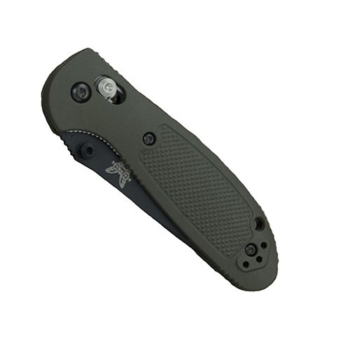 Benchmade Mini-Griptilian Black Drop Point Knife - OD Green Handle