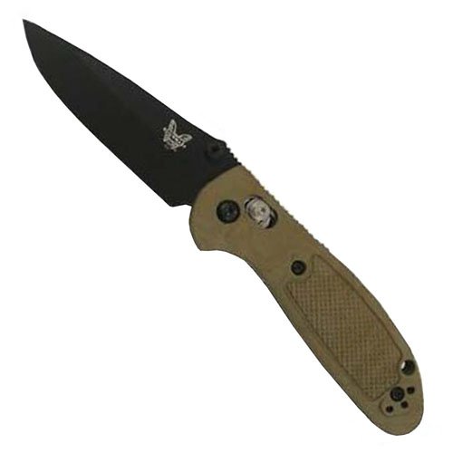 Benchmade Mini-Griptilian Black Drop Point Knife - Tan Handle
