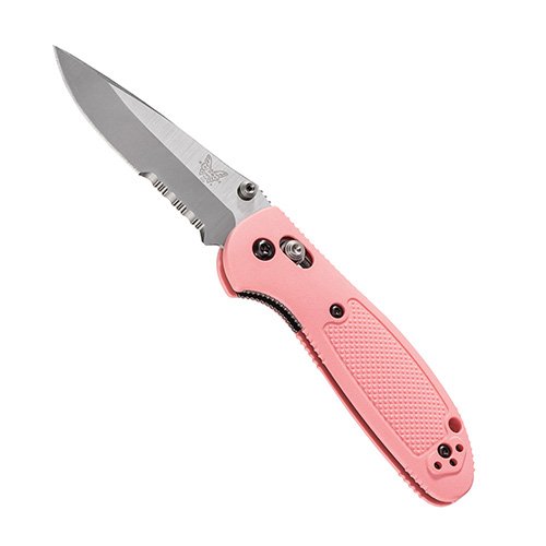 Benchmade Mini-Griptilian Drop Point Folding Knife - Pink Handle