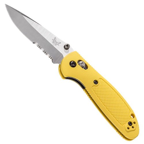 Benchmade Mini-Griptilian Drop Point Folding Knife - Yellow Handle
