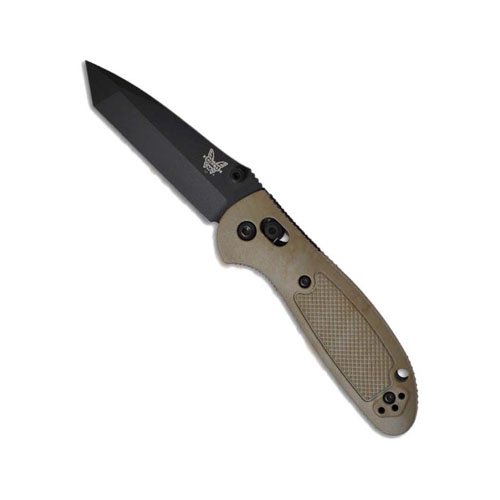 Benchmade Mini-Griptilian Black Tanto Knife - Tan Handle
