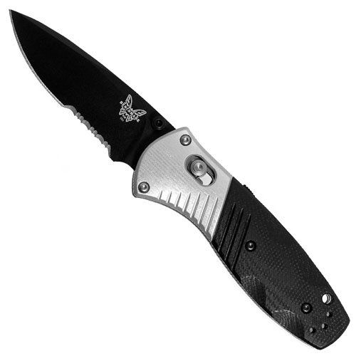 Benchmade Mini Barrage Knife Aluminum Handle - Half Serrated Edge