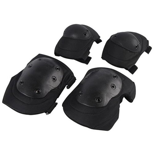 Black Elbow And Knee Pads Set