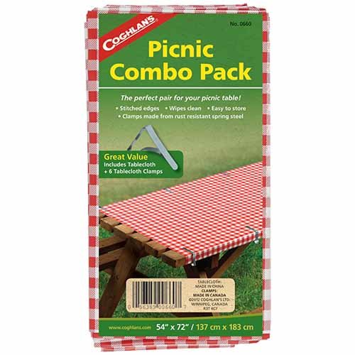 Coghlans 0660 Tablecloth And Clamps Picnic Combo Pack