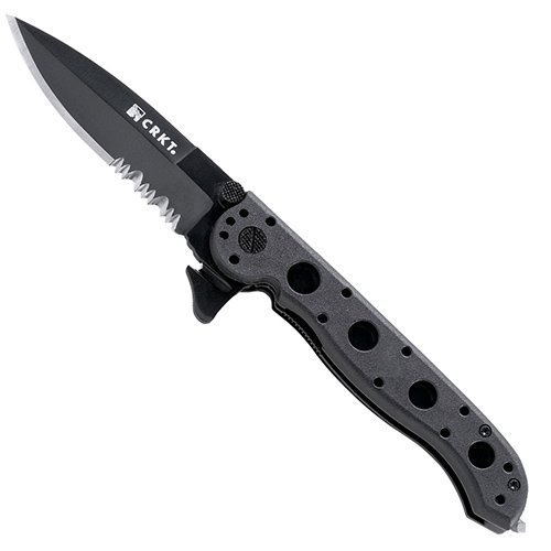CRKT M16 Black Folding Knife - Half Serrated Edge