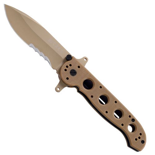 CRKT M21 Special Forces Tan Folding Knife - Half Serrated Edge