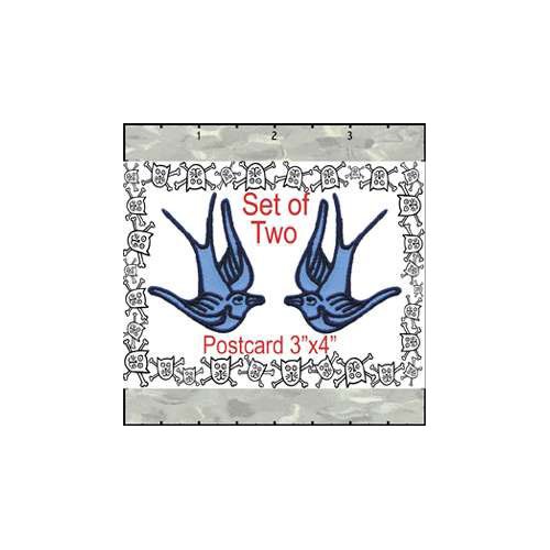 Birds Of Happiness 2 Inches Black On Blue Set Patch