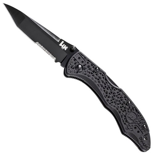 Benchmade Pika Black Tanto Folding Knife - Half Serrated Edge