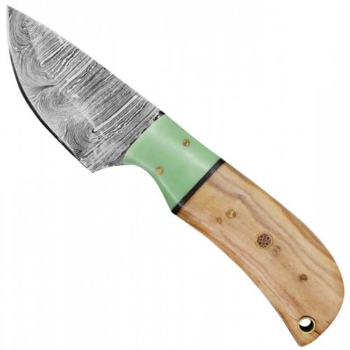 True Damascus Olive Wood Handle & Turquoise Resin Inlay