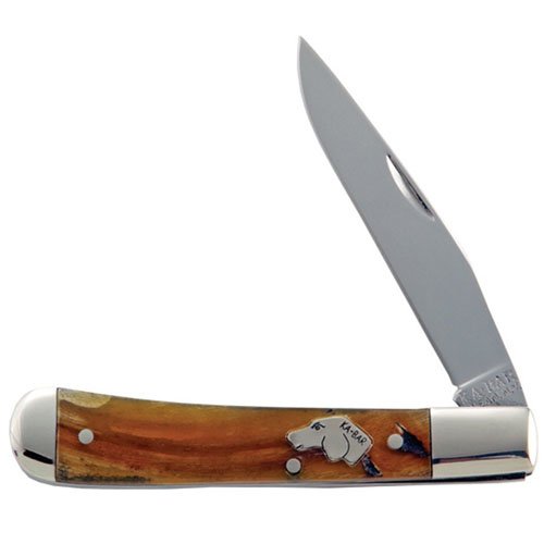 KaBar 281112 Dogs Head Single Blade Trapper Rams Horn Handle Folding
