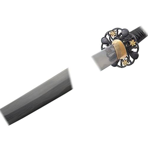 Katana W/ DAMASCUS Steel Blade & Flower Tsuba