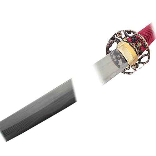 Katana W/ DAMASCUS Steel Blade & Flower Tsuba