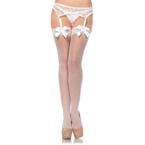 Bunny Sheer Thigh Hi Lace Top With Satin Bow