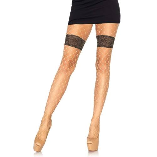 Trina Garter Diamond Net Tights With Thigh Garter