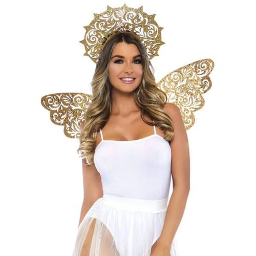 Attractive Golden Angel Wing & Halo Costume Kit