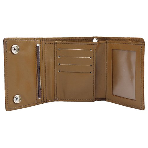 Tri-Fold Leather Chain Wallet