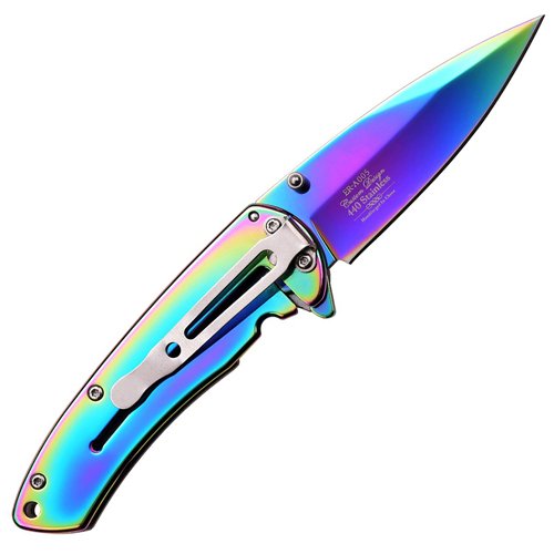 Elk Ridge Rainbow Titanium Coated Mirror Handle Folding Knife