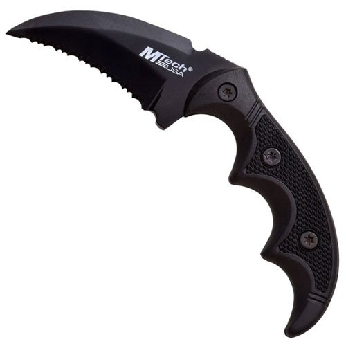 MTech USA Hawkbill Serrated Blade Fixed Knife w/ Sheath