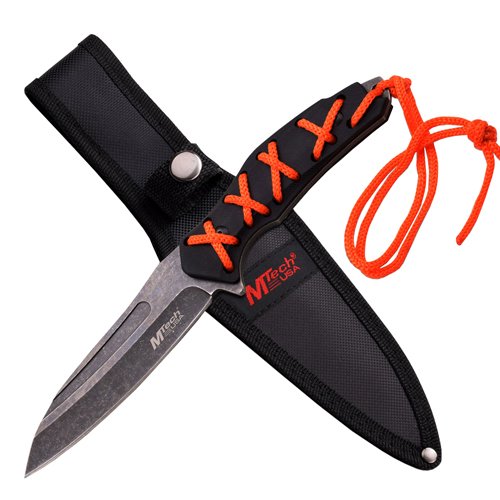 MTech USA Stonewash Blade Fixed Knife w/ Sheath