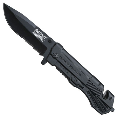 MTech USA Gun Shaped Aluminum Handle Folding Knife - Black