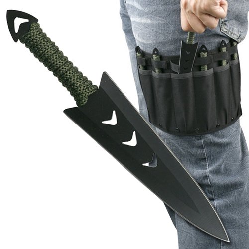 Perfect Point Black Blade 6.5 Inch 6 Piece Set Throwing Knife