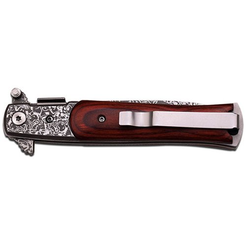 Tac Force Stiletto Knife - Brown/Acid Etched