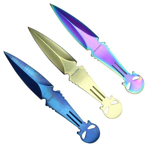 Punisher Skull Head 6.5' Throwing Knife Set w/Sheath