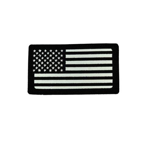 USA  Flag Laser Cut Patch Black/Reflective-L