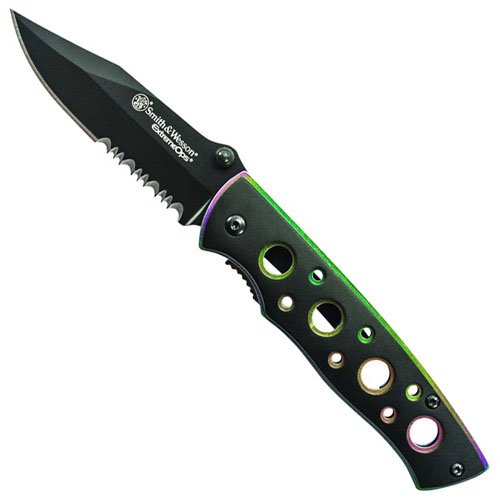 Smith & Wesson Multi-Colored Extreme Ops Knife - Half Serrated Edge