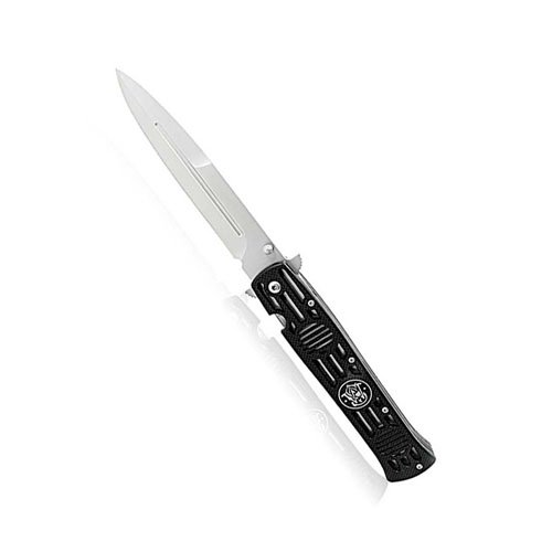 Smith & Wesson SW-CK114L Dagger Folding Knife 4.9 inch Satin Plain Blade G10 Handles