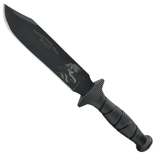 Schrade US Army Fixed Black Coated High Carbon Steel Blade And Kraton Handle With Pommel