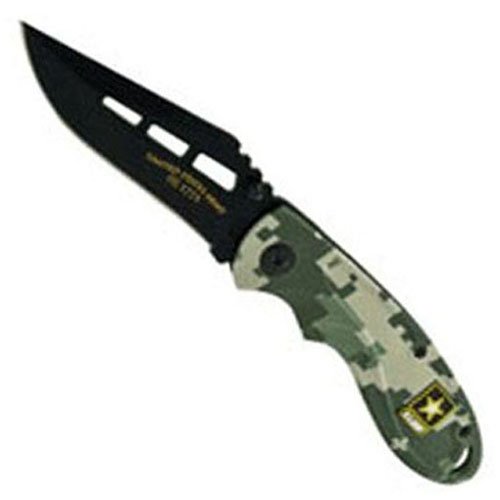 Schrade US Army Black Ti Coated SS Clip Point Camo With Shield