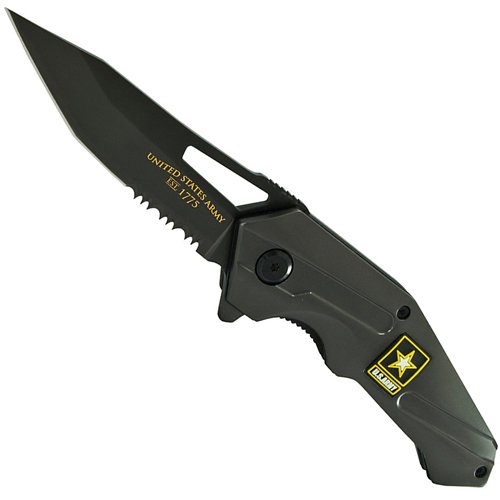 Schrade US Army Black Stainless Handle Black Blade ComboEdge Knife