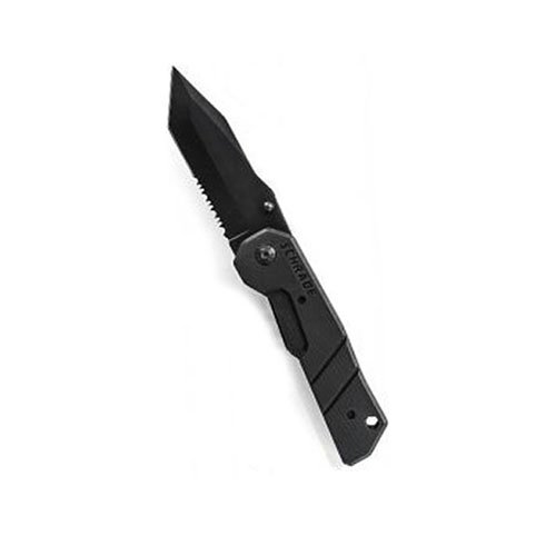 Schrade Black Tanto 40 Percent Serrated Blade Folding Knife