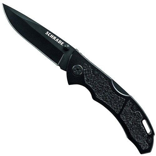 Schrade Liner Lock Black 9Cr14Mov High Carbon Handle With Track Tech Grip Folding Knife