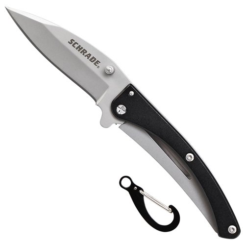 Schrade Pocket Protector Frame Lock Folding Knife With Carabiner Clip