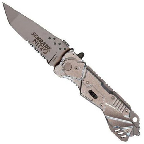 Schrade Nitro Aluminum Handle Serrated Stainless Steel Blade Knife
